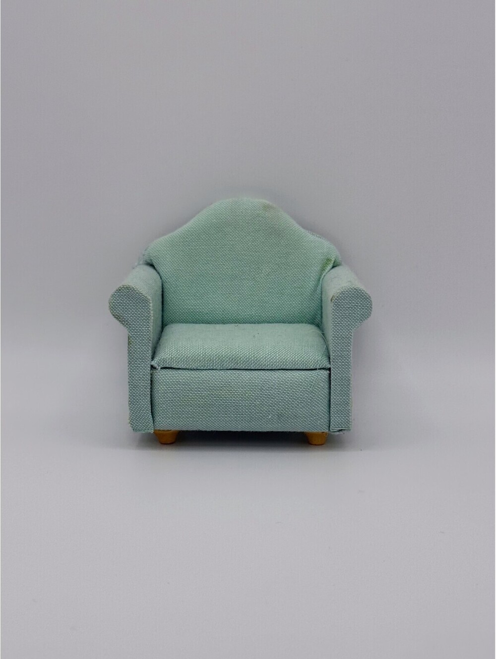 1:12 Scale Dollhouse Miniature Armchair Mint Green Upholstered Wooden Legs